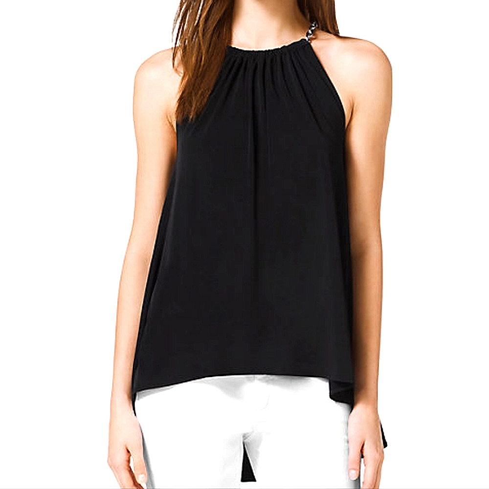 Michael Kors Chain-Neck Matte-Jersey Halter Top